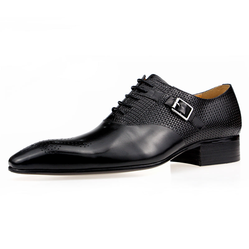 Exquisite Metal Buckle Genuine Leather Men Business Shoes Men Dresses Shoes - Tophatter Daily Deals