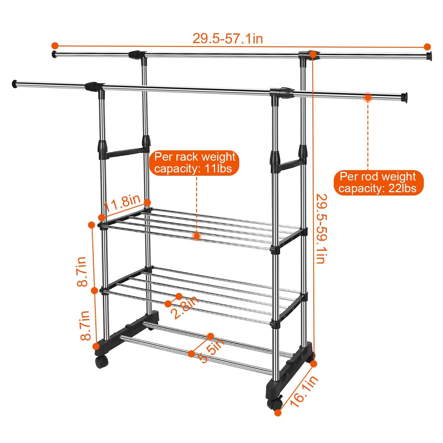 Extendable Garment Hanging Rack Storage & Organization - Tophatter Daily Deals