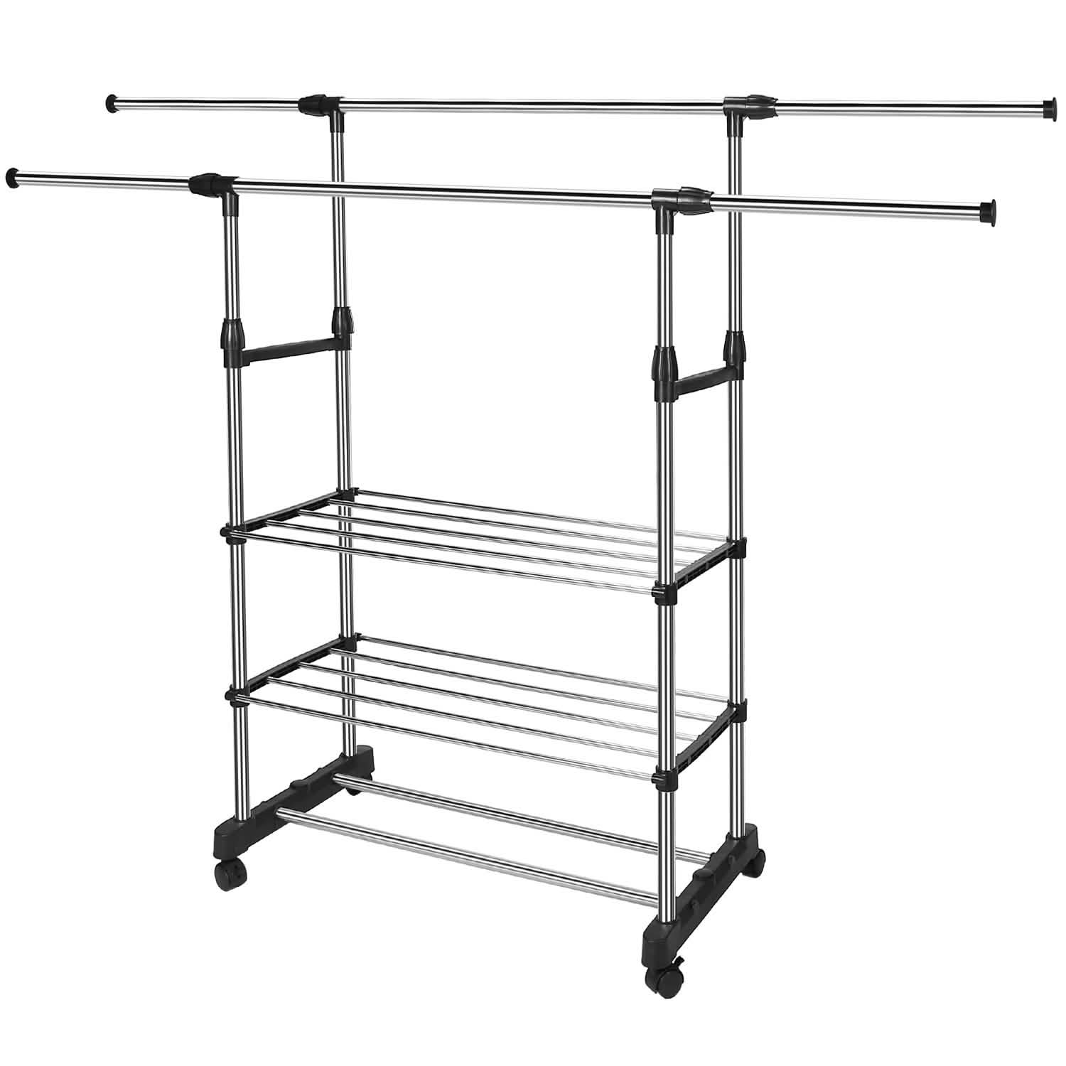 Extendable Garment Hanging Rack Storage & Organization - Tophatter Daily Deals