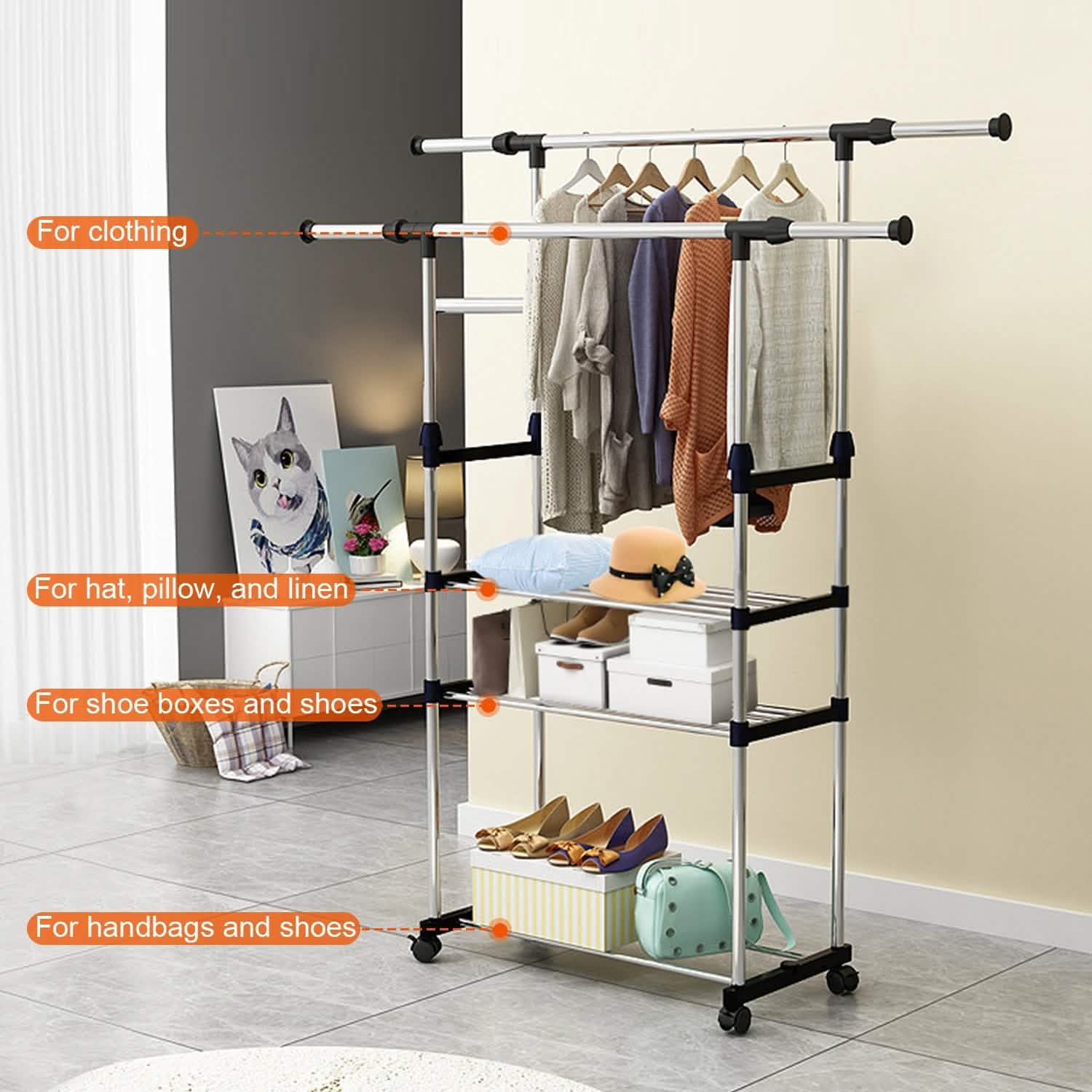 Extendable Garment Hanging Rack Storage & Organization - Tophatter Daily Deals
