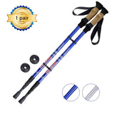 Adjustable Hiking Pole - Telescopic Walking Poles Set 3-Section Anti Shock Trekking Stick Navy trekking - Tophatter Daily Deals