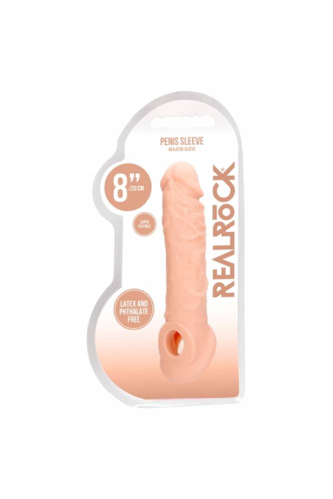 Shots Toys - RealRock - 8" Penis Sleeve with Ball Strap - Beige Sex Toy - Tophatter Daily Deals
