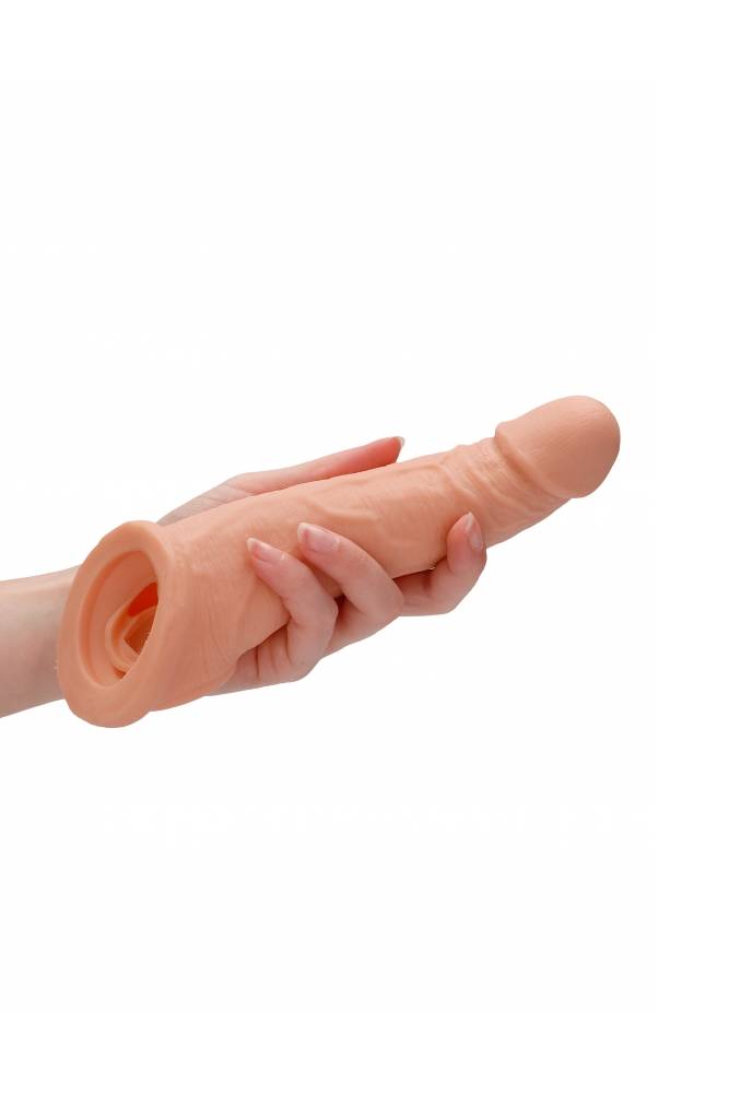 Shots Toys - RealRock - 8" Penis Sleeve with Ball Strap - Beige Sex Toy - Tophatter Daily Deals