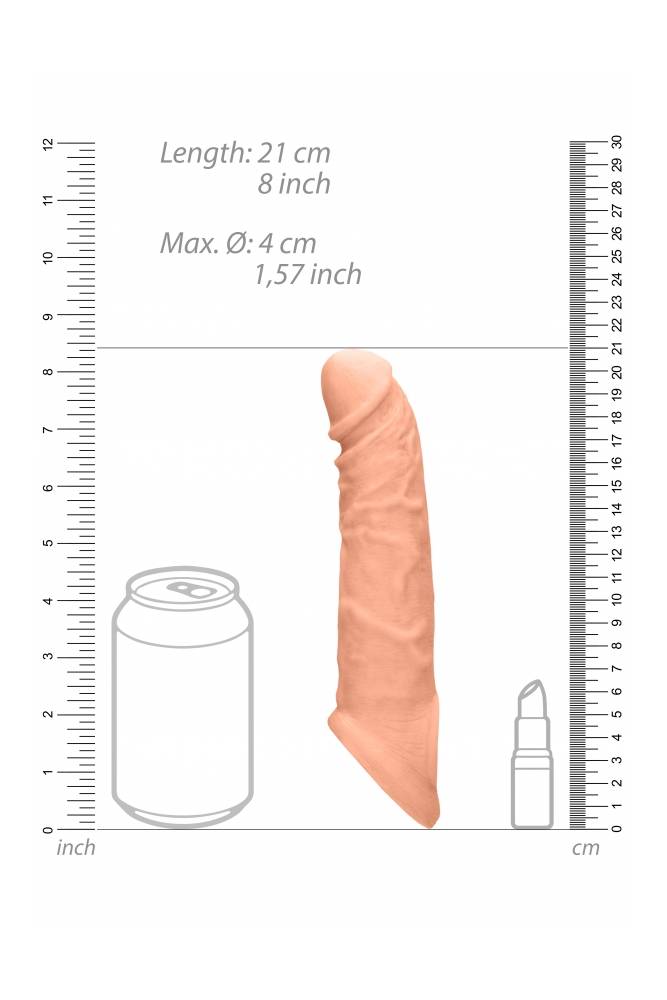 Shots Toys - RealRock - 8" Penis Sleeve with Ball Strap - Beige Sex Toy - Tophatter Daily Deals
