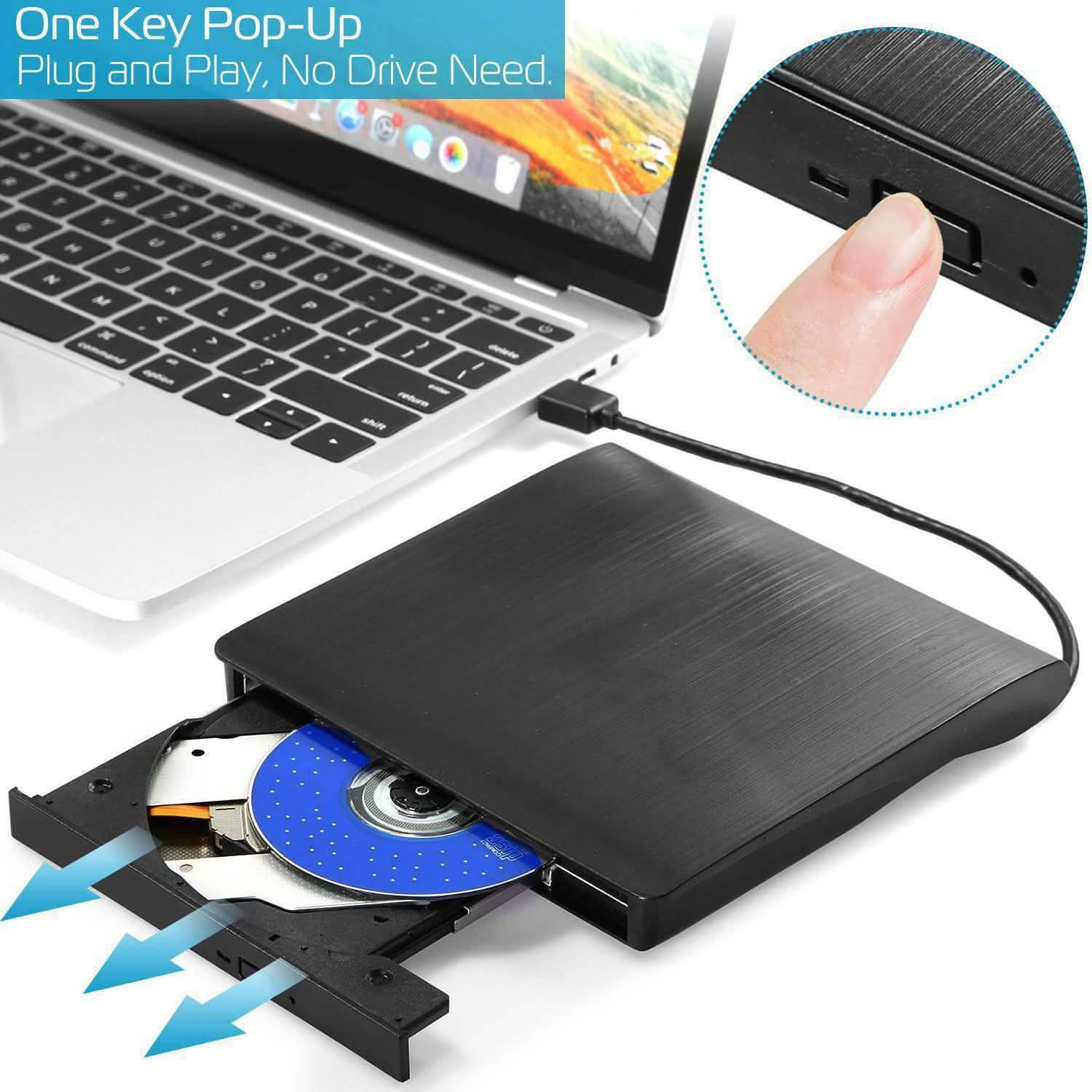 External CD DVD Drive USB 3.0 Slim Computer Accessories - Tophatter Daily Deals