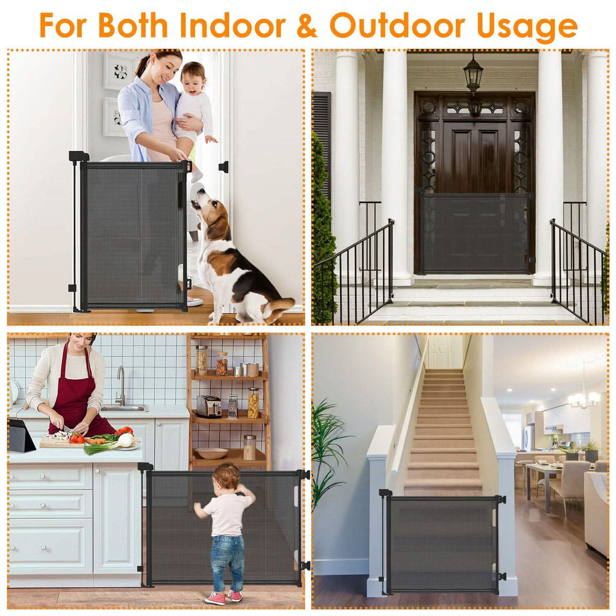 Extra Wide Child Safety Gate Retractable Door Baby Gear - Tophatter Daily Deals