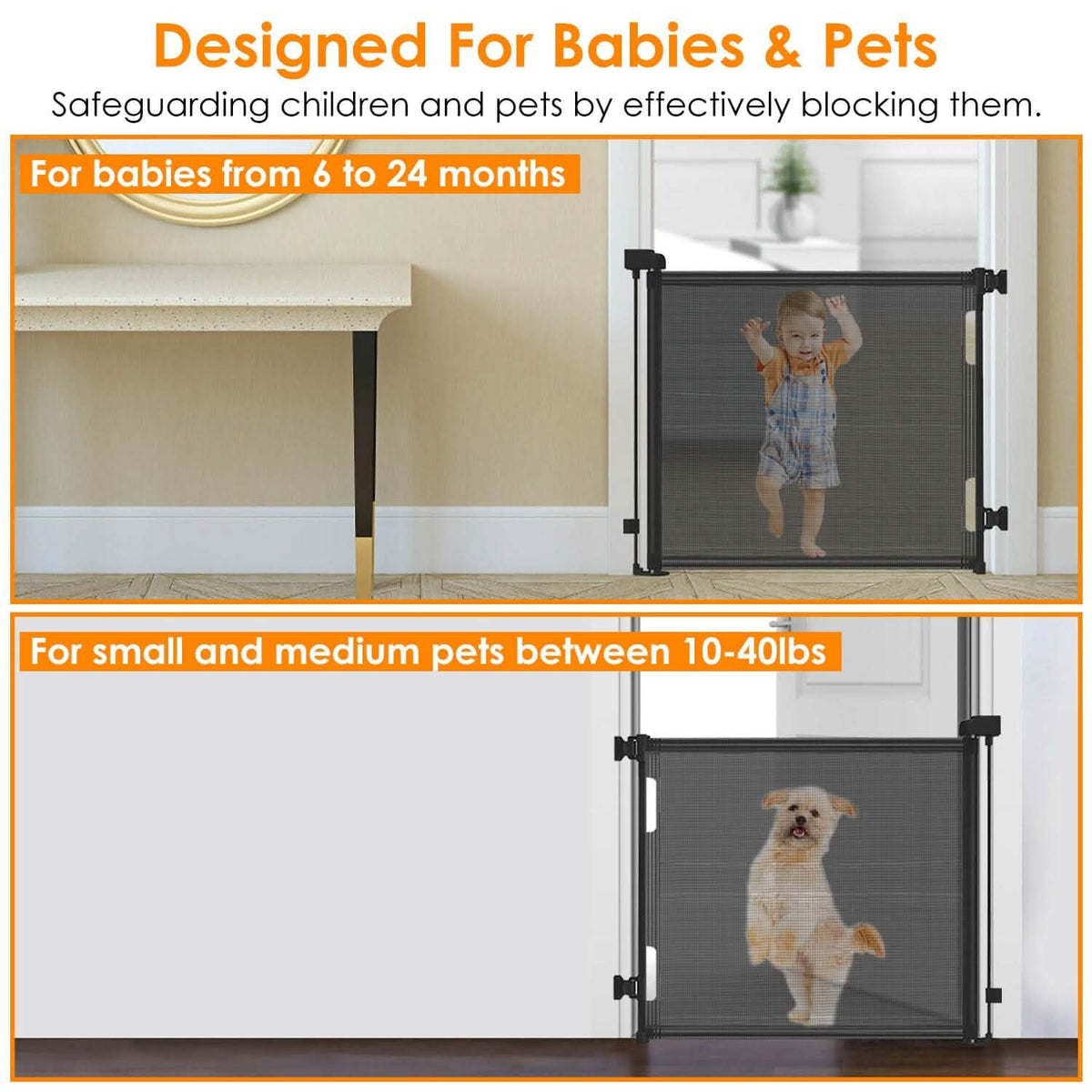 Extra Wide Child Safety Gate Retractable Door Baby Gear - Tophatter Daily Deals