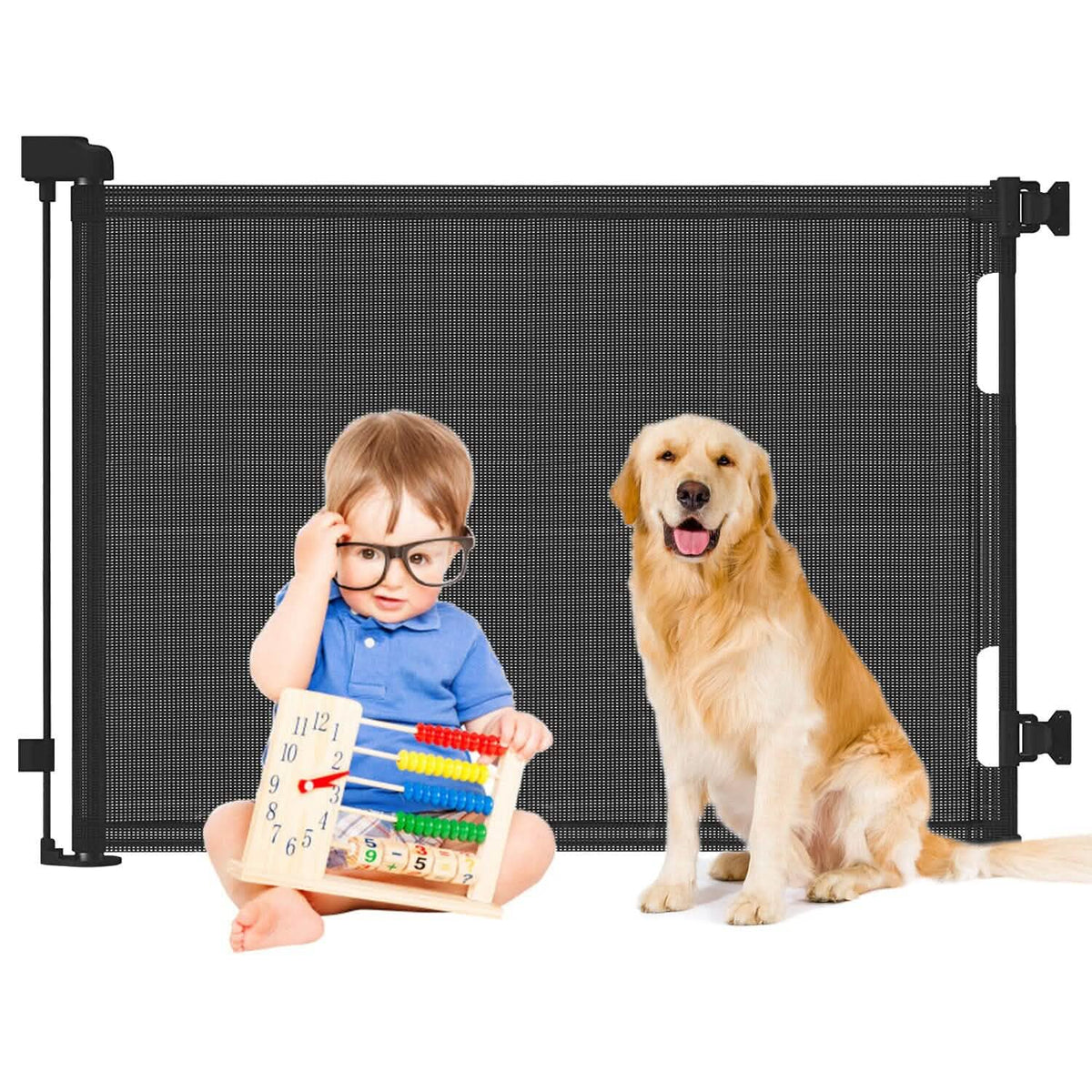 Extra Wide Child Safety Gate Retractable Door Baby Gear - Tophatter Daily Deals