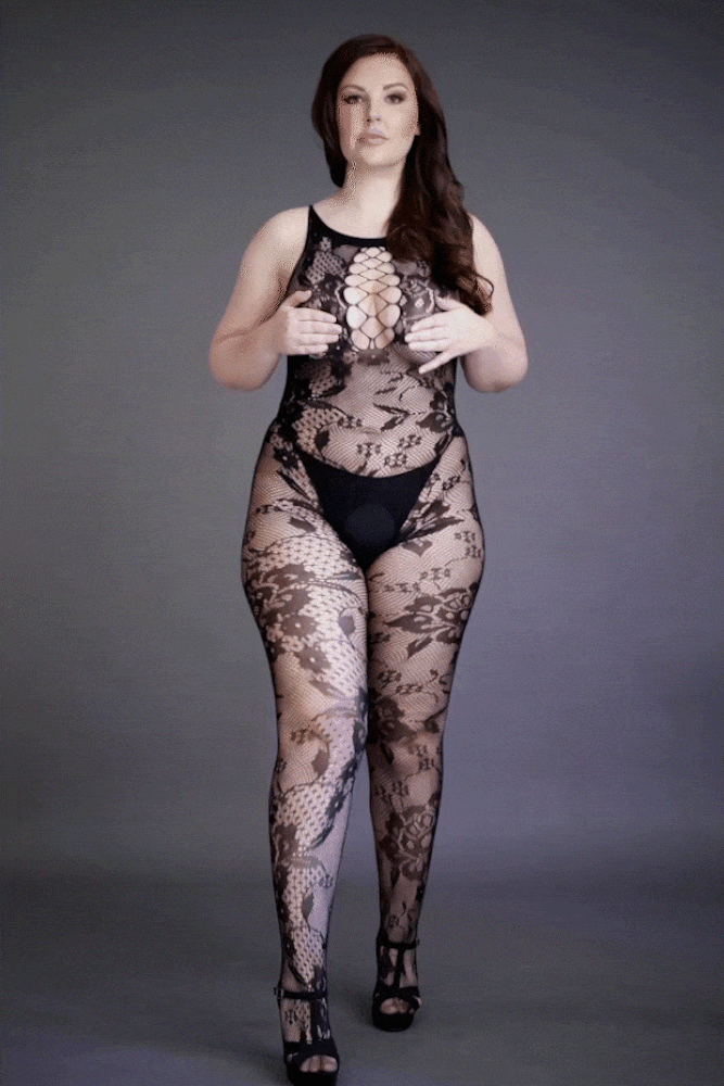Shots Toys - Le Désir - DES023X - Crotchless Lace Bodystocking - Black - OS/XL Lingerie - Tophatter Daily Deals