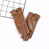 Warm Women’s Faux Leather Gloves – Scalloped Cuff, Lined Brown One Size - Tophatter Daily Deals