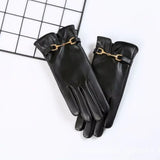 Warm Women’s Faux Leather Gloves – Scalloped Cuff, Lined Black One Size - Tophatter Daily Deals