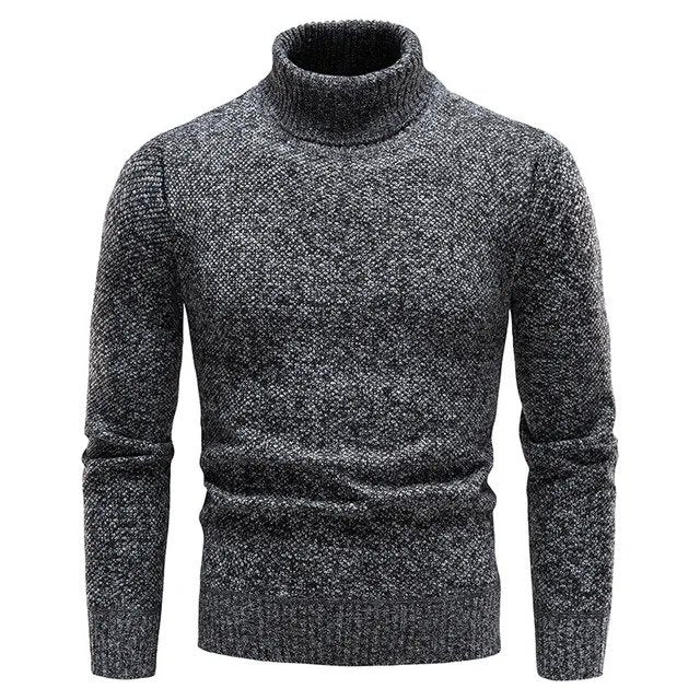 Warm Classic Men's Turtleneck Sweater - Fitted Wool, Winter Gray - Tophatter Daily Deals