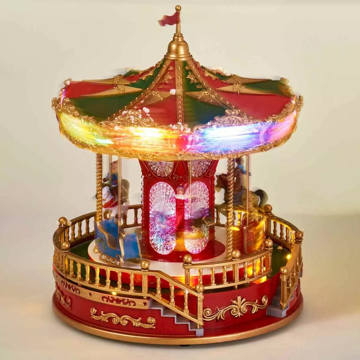 LED Christmas Fair Carousel | Rotating Musical Illuminated Carousel Ornament Musical Decoration - Tophatter Daily Deals