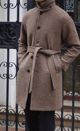 Warm Structured Men’s Mid Coat - Belted Wool Blend, City 3D Changing Face Moving Picture Frame - Tophatter Daily Deals