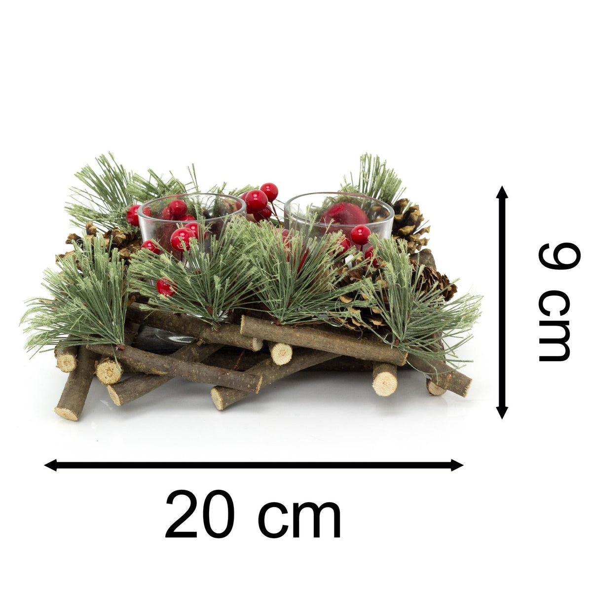 Handcrafted Christmas Double Tealight Candle Holder ~ Xmas Table Centrepiece Candle Holder - Tophatter Daily Deals