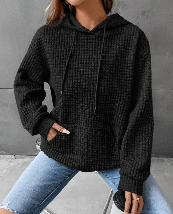 Soft Cozy Women’s Hoodie Sweater - Waffle Knit Layering Black 3D Changing Face Moving Picture Frame - Tophatter Daily Deals