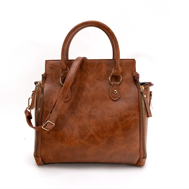 Vintage PU Leather Handbag with Multi Pocket Organizer Insert Handbags & Wallets - Tophatter Daily Deals