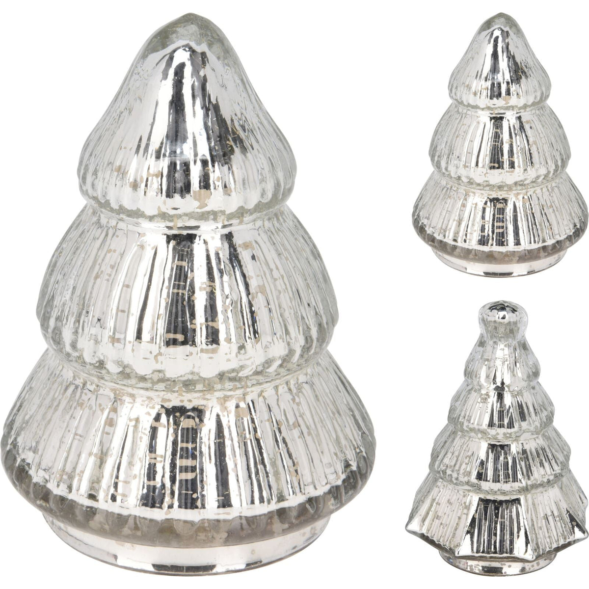 Silver Glass Christmas Tree | Freestanding Mottled Gold Tree Ornament - 13cm Ornament - Tophatter Daily Deals