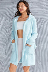 Fuzzy Tied Pocketed Hooded Lounge Nightgown Sleep Dresses - Tophatter Daily Deals