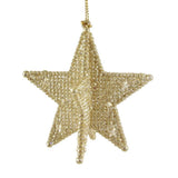 Gold Beaded Star Bauble | Gold Glitter 3D Star Christmas Tree Ornament - 9cm Baubles - Tophatter Daily Deals