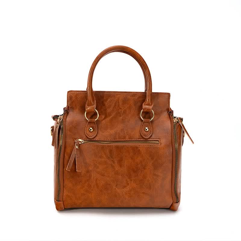 Vintage PU Leather Handbag with Multi Pocket Organizer Insert Handbags & Wallets - Tophatter Daily Deals