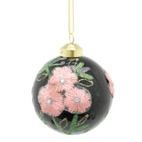 8cm Embroidered Floral Christmas Bauble | Green Glitter Christmas Ball Tree Decorations | Xmas Bauble Christmas Decor - Design Varies One Supplied Baubles - Tophatter Daily Deals