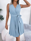 Tied Surplice Sleeveless Pleated Dress Casual Dresses - Tophatter Daily Deals