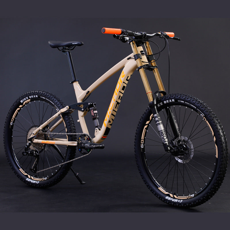 Aluminum Alloy Soft Tail Oil Brake Damping Mountain Bike Bicyc Beige 0 - Tophatter Daily Deals