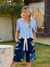 Short Sleeve Top and Printed Shorts Lounge Set Loungewear Sets - Tophatter Daily Deals