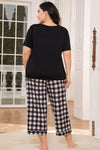 V-Neck Tee and Plaid Cropped Pants Lounge Set - Tophatter Deals and Online Shopping - Electronics, Jewelry, Beauty, Health, Gadgets, Fashion - Tophatter's Discounts & Offers - tophatters