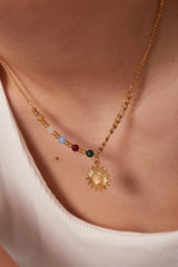 Opal Sun Shape Pendant Necklace Necklaces - Tophatter Daily Deals