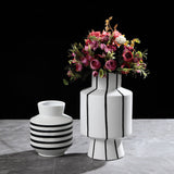 Black And White Striped Ceramic Vase Light Luxury Modern Home 0 - Tophatter Daily Deals