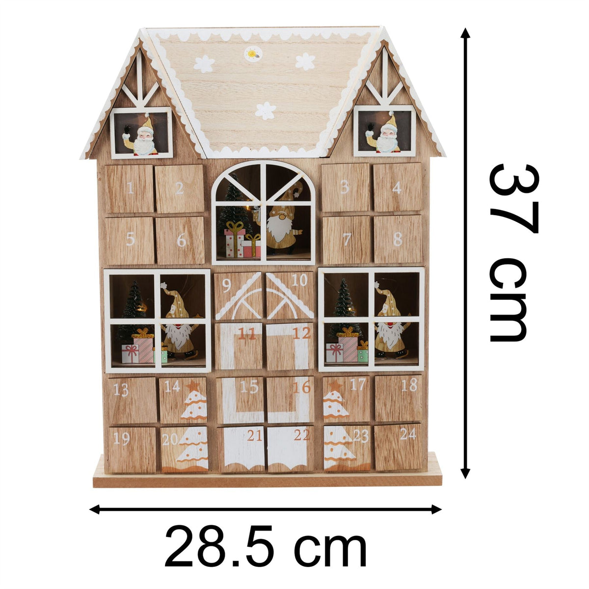Wooden House Advent Calendar with 24 Drawers and LED Lights | Christmas Calendar Advent Calendar - Tophatter Daily Deals