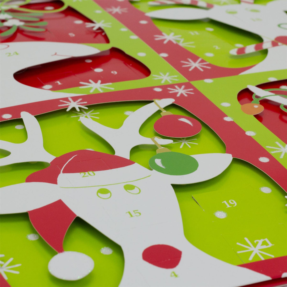 3D Reindeer Christmas Advent Calendar - Glittered Die-Cut with Ribbon, 35.5x39cm Advent Calendar - Tophatter Daily Deals