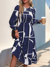 Perfee Smocked Color Block Long Sleeve Midi Dress Casual Dresses - Tophatter Daily Deals