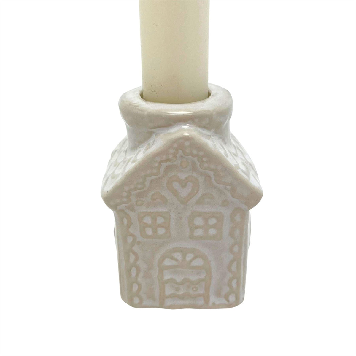 Gingerbread House Christmas Ceramic Candle Holder, Gisela Graham 7cm Candle Holder - Tophatter Daily Deals