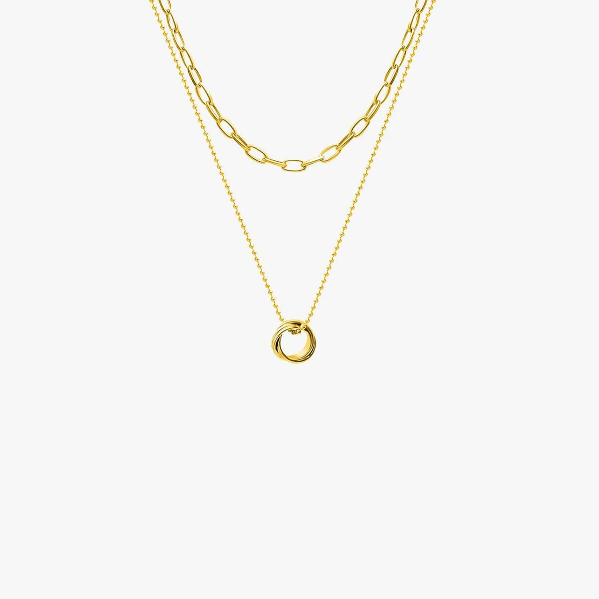Titanium Steel Double-Layered Necklace Gold One Size Necklaces - Tophatter Daily Deals