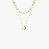 Titanium Steel Double-Layered Necklace Gold One Size Necklaces - Tophatter Daily Deals