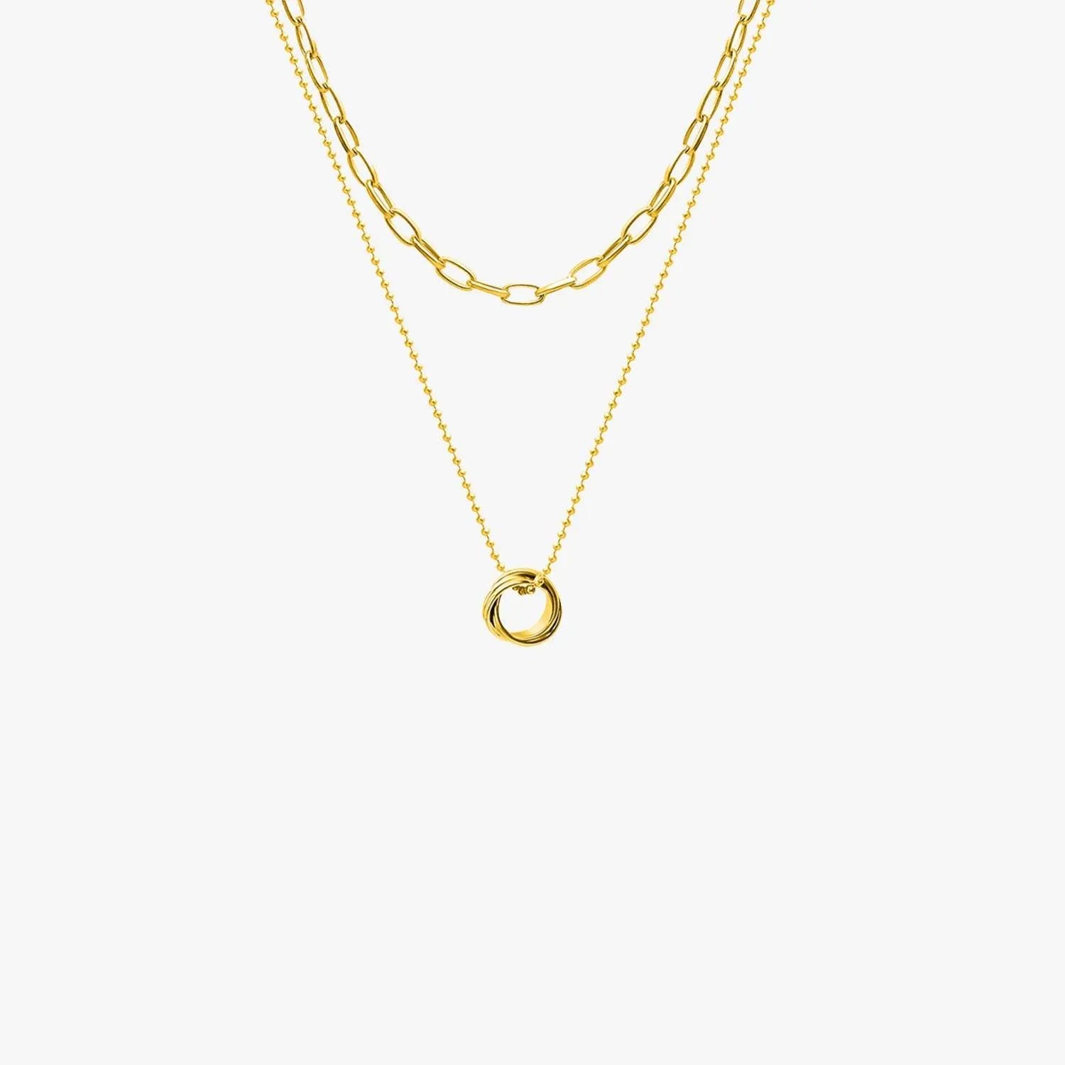 Titanium Steel Double-Layered Necklace Gold One Size Necklaces - Tophatter Daily Deals
