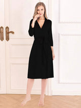Plunge Tie Front Night Dress Black Sleep Dresses - Tophatter Daily Deals