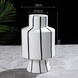 Black And White Striped Ceramic Vase Light Luxury Modern Home High 0 - Tophatter Daily Deals