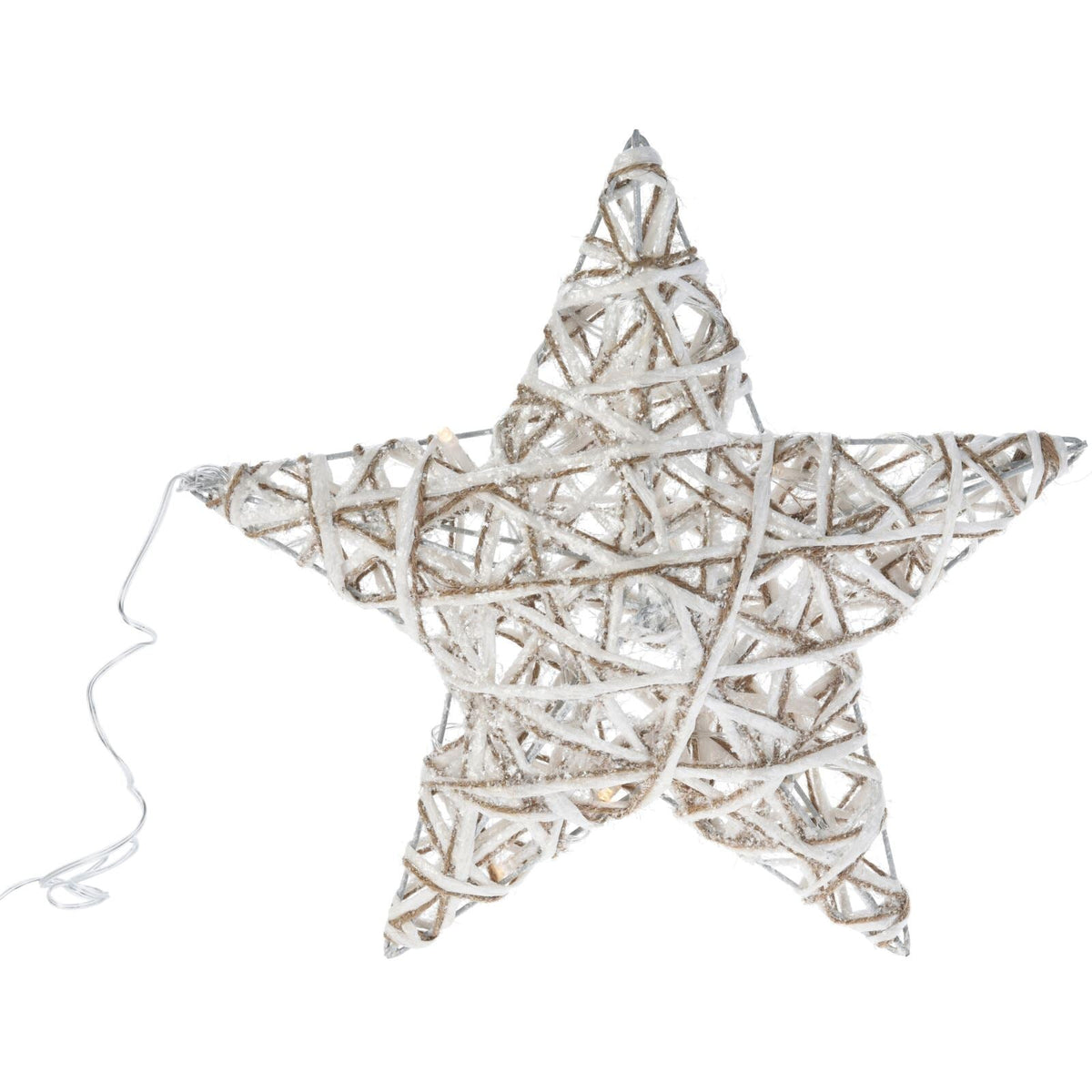 Illuminated Jute Star with Glitter | Warm White LED Christmas Window Light 30cm Ornament - Tophatter Daily Deals