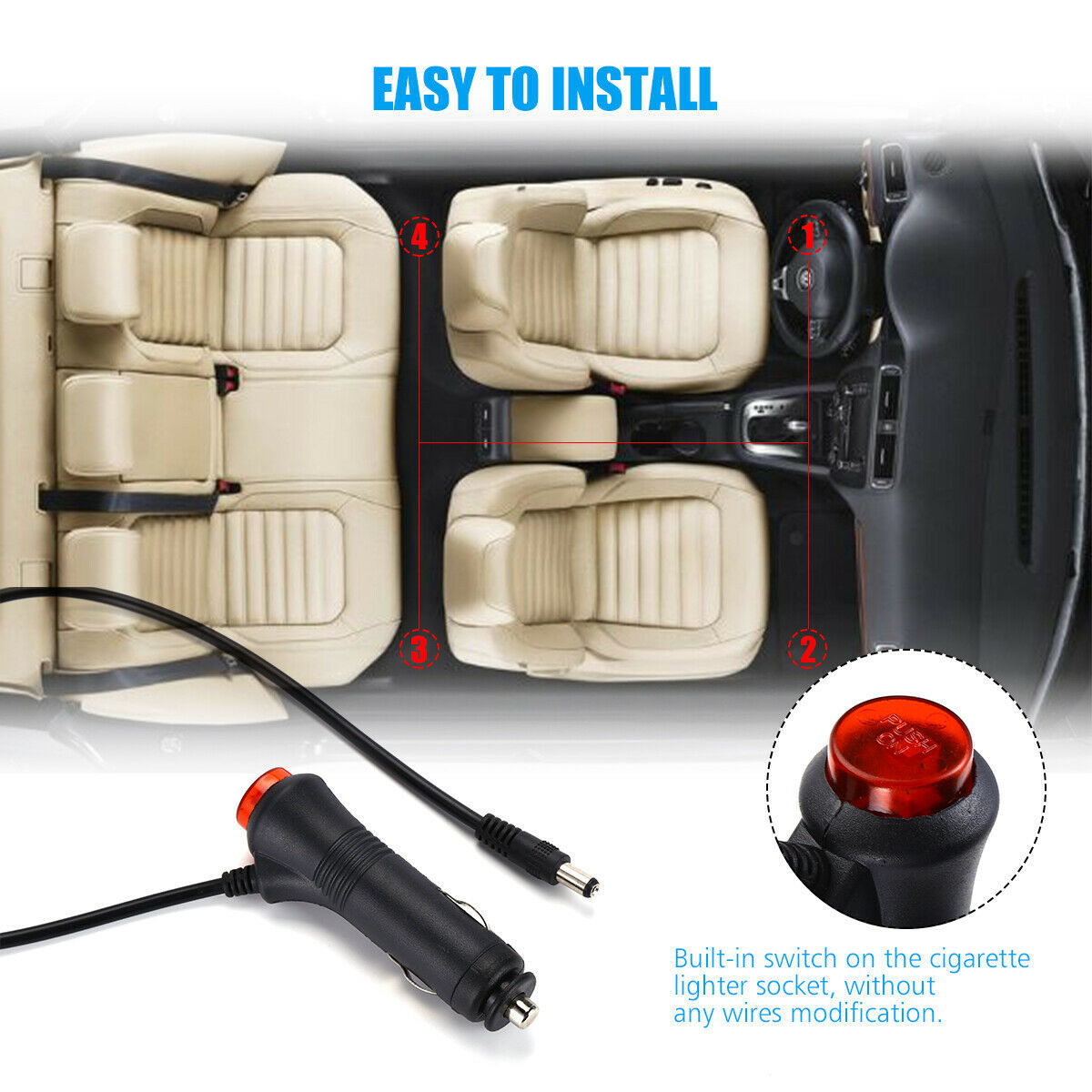 Auto LED RGB Interior Atmosphere Strip Light Decorative Foot Lamp With USB Wireless Remote Music Control Multiple Modes For Car 5 - Tophatter Daily Deals
