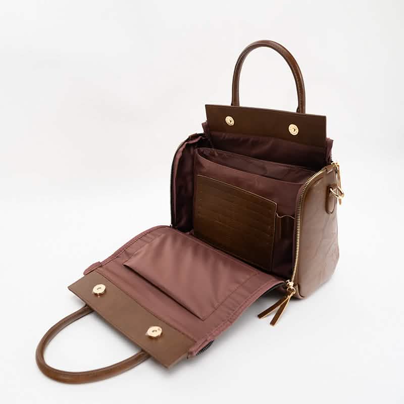 Vintage PU Leather Handbag with Multi Pocket Organizer Insert Handbags & Wallets - Tophatter Daily Deals