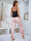 Lace Trim Cami and Polka Dot Satin Pajama Set Loungewear Sets - Tophatter Daily Deals