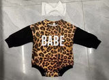 Autumn And Winter Long Sleeves Leopard Print One-piece Romper Personalized Letter Printing Leopard Print 0 - Tophatter Daily Deals