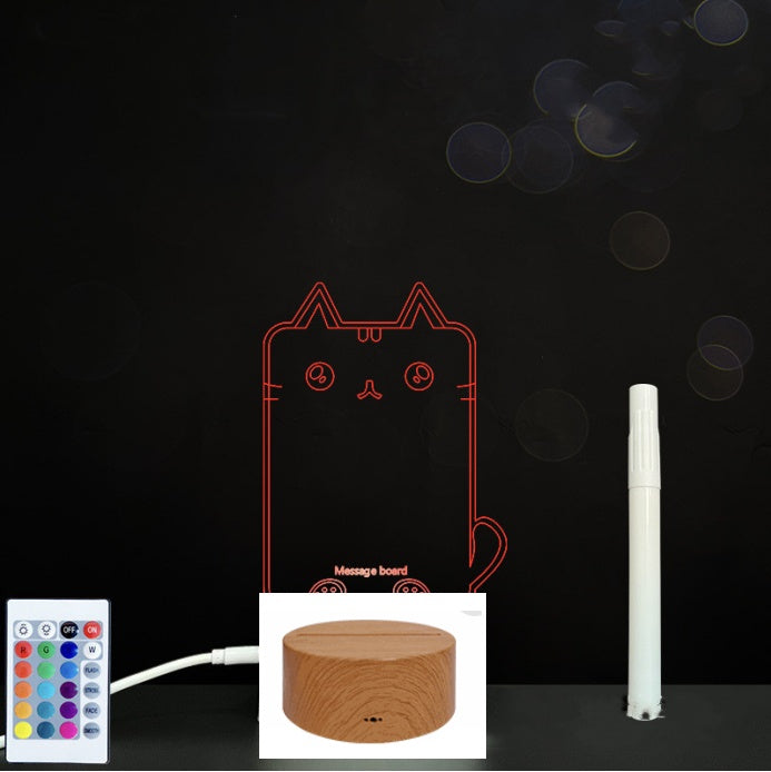 3D Acrylic Board Handwriting Message Board LED Light Style7 Wood grain B 0 - Tophatter Daily Deals