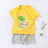 Boys And Girls Summer T-shirt Half Sleeve Suit Shorts Thin Yellow Dinosaur 0 - Tophatter Daily Deals