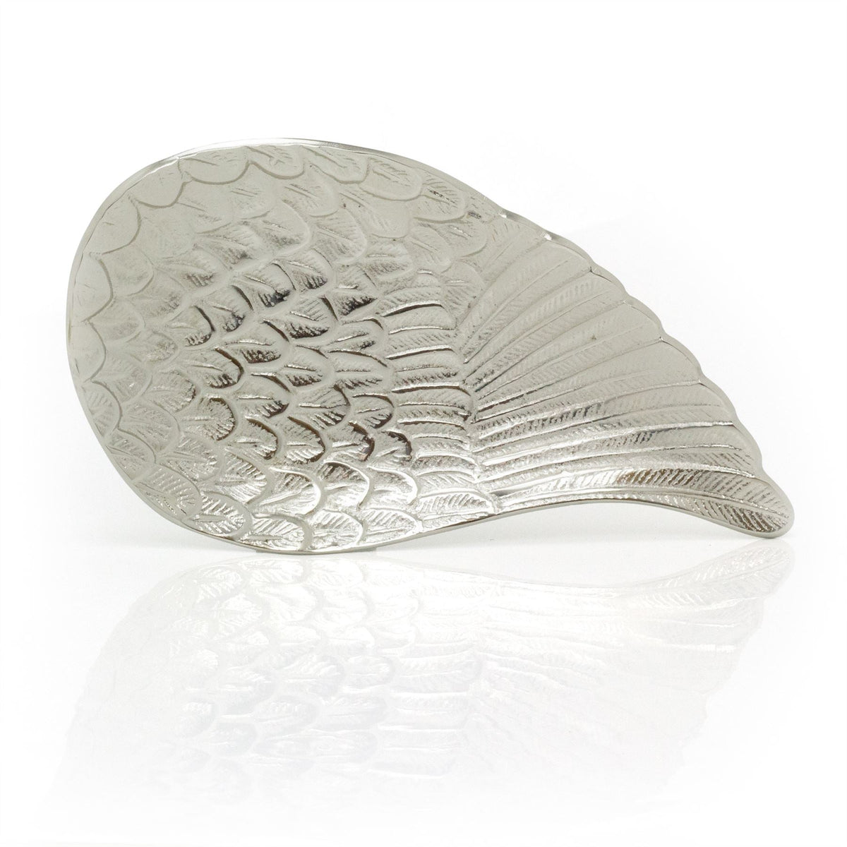 Exquisite Silver Aluminium Angel Wing Display Dish | Feather Trinket Vanity Tray Trinket Dish - Tophatter Daily Deals
