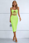 Cutout Spaghetti Strap Bodycon Dress Lime Cocktail Dresses - Tophatter Daily Deals